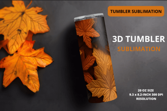 3D Autumn Leaves Tumbler Sublimation: A Seasonal Design Asset