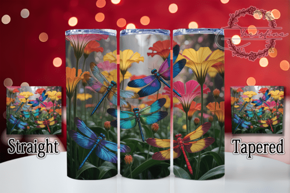3D Colorful Dragonfly Tumbler Design