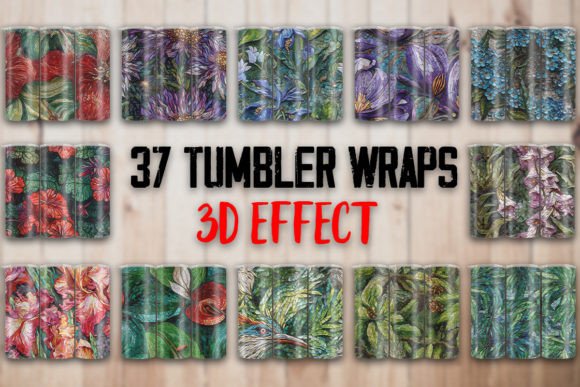 3D Colorful Mosaic Flowers Tumbler Wrap: A Vibrant Design Asset