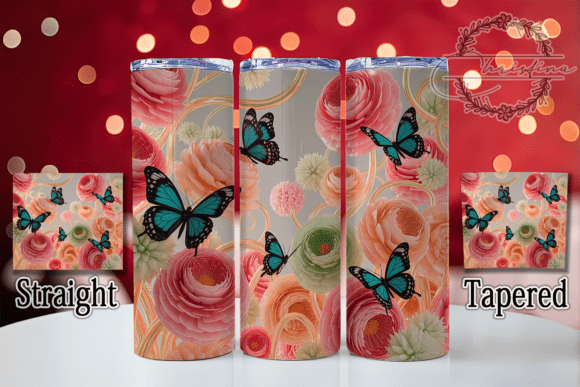 3D Colorful Spring Butterfly Tumbler: Vibrant Digital Design