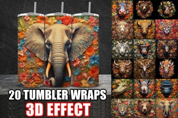 3D Fall Wild Animals Tumbler Wrap Bundle for Autumn Designs
