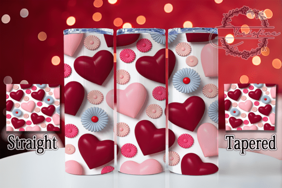3D Floral Valentine Heart Tumbler Design for Crafters