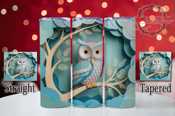 3D Floral Woodland Owl Tumbler Design