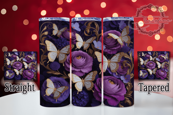 3D Gold Butterfly 20oz Tumbler: Vibrant Digital Design