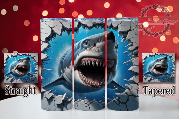 3D Ocean Shark Hole Tumbler: Bold Digital Art for Drinkware