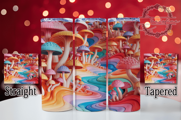 3D Paper Quill Mushroom Tumbler Design for 20oz Skinny Tumblers