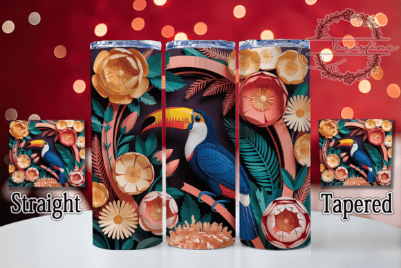 3D Paper Quilling Toucan Tumbler Design