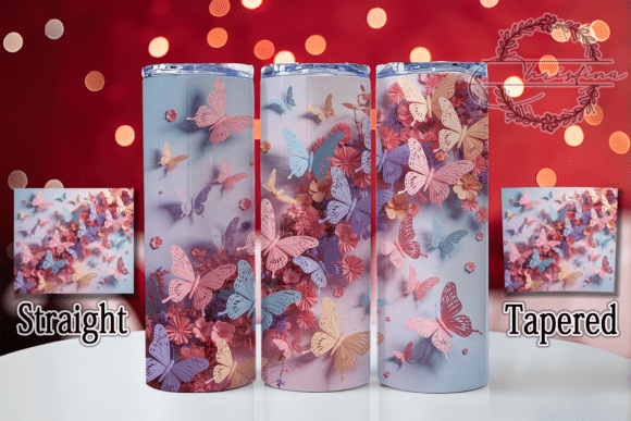 3D Pastel Butterfly Tumbler Design for Vibrant Creations