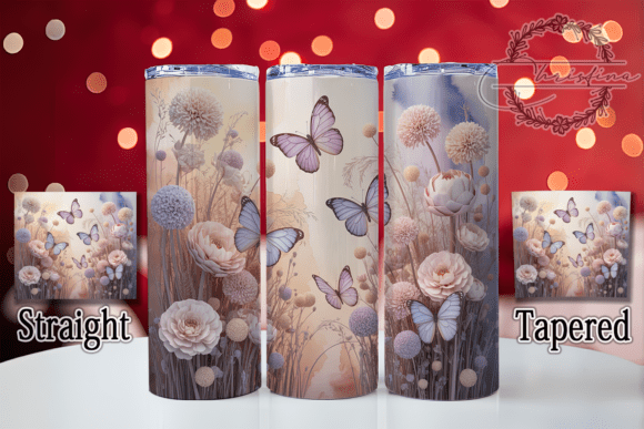 3D Pastel Spring Butterfly Tumbler: Vibrant Digital Art