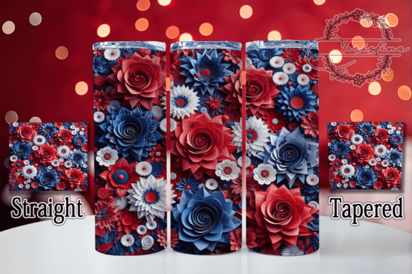 3D Patriotic Red White Blue Floral: A Design Asset for Creators
