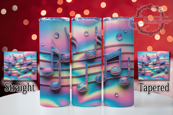 3D Rainbow Musical Notes 20oz Tumbler: A Vibrant Design Asset