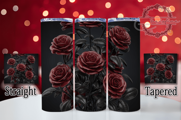 3D Red Black Roses Tumbler: Bold & Vibrant Digital Art