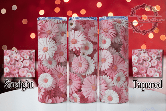 3D Seamless Pink Daisy 20oz Tumbler Design