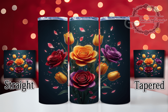 3D Vibrant Elegant Roses Tumbler Design