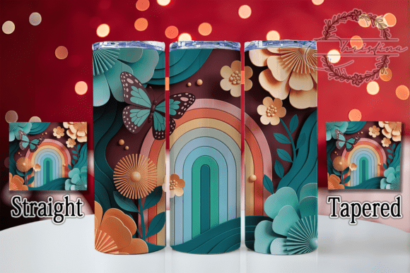 3D Warm Butterfly Art Tumbler: Vibrant Digital Design