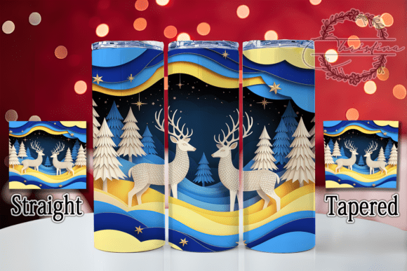 3D Whimsical Christmas Reindeer Tumbler Design