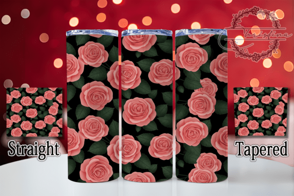 3D White Black Roses Tumbler Design for Creative Projects