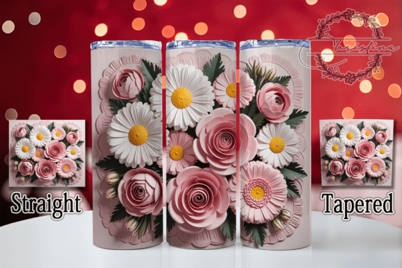 3D White Pink Floral Tumbler: Elegant Design for Creators