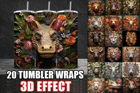 Stunning 3D Wild Animals Tumbler Wrap Design Bundle